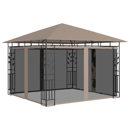 Pavillon mit Moskitonetz 3x3x2,73 m Taupe 180 g/m²
