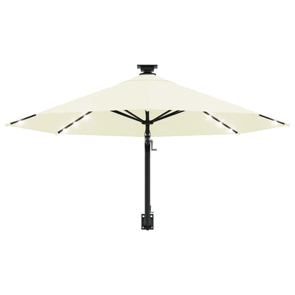 Sonnenschirm zur Wandmontage mit LEDs 300 cm Sandweiß