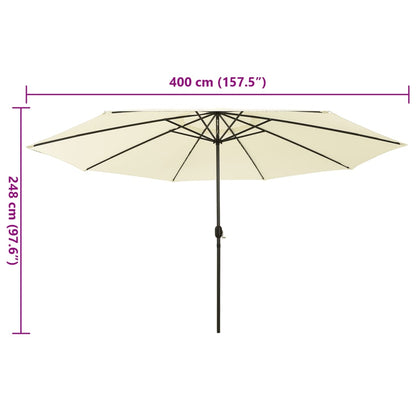 Sonnenschirm mit LED-Beleuchtung 400 cm Sandweiß