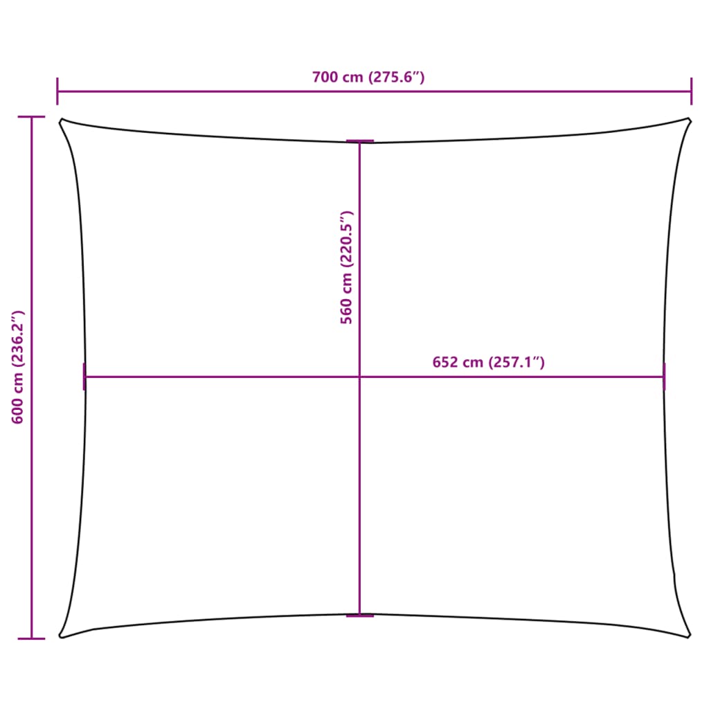 Sonnensegel Oxford-Gewebe Rechteckig 6x7 m Schwarz