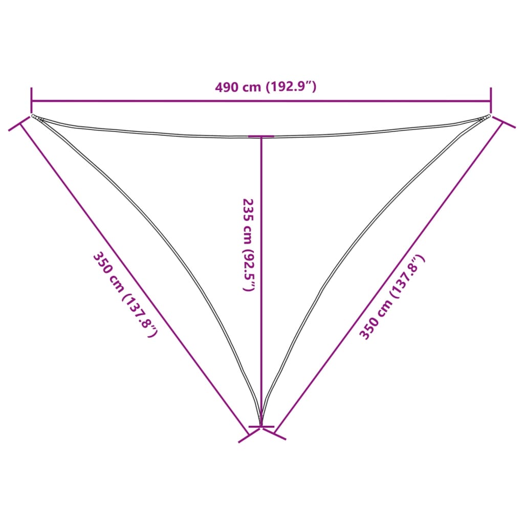 Sonnensegel Oxford-Gewebe Dreieckig 3,5x3,5x4,9 m Schwarz