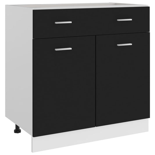 Schubunterschrank Lyon Schwarz 80x46x81,5 cm Holzwerkstoff