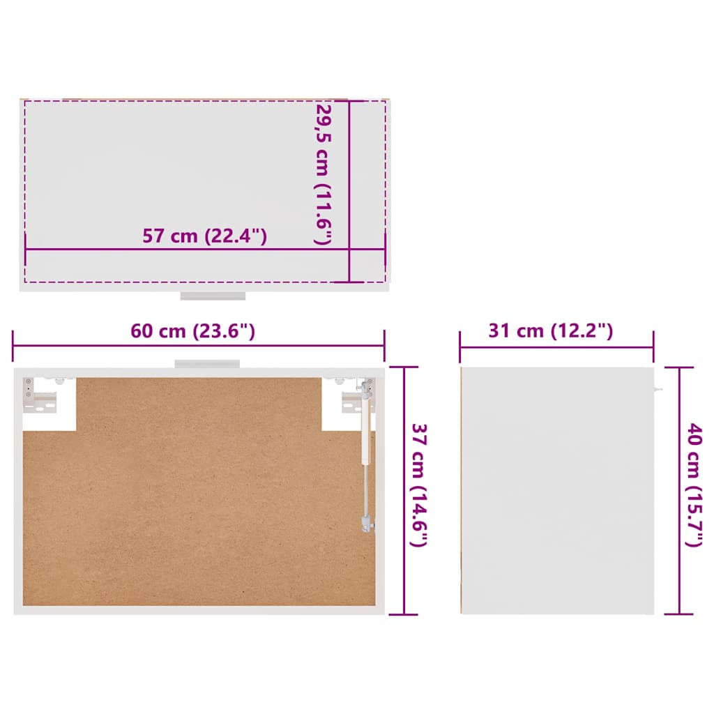 Hängeschrank Lyon Weiß 60x31x40 cm Holzwerkstoff