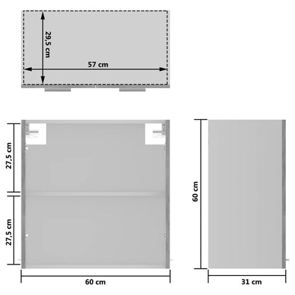 Hängeglasschrank Lyon Betongrau 60x31x60 cm Holzwerkstoff