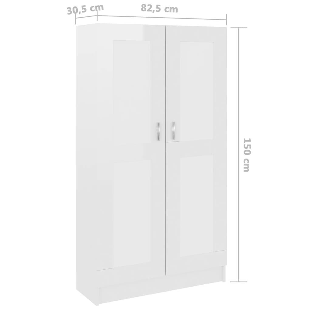 Bücherschrank Hochglanz-Weiß 82,5x30,5x150 cm Holzwerkstoff