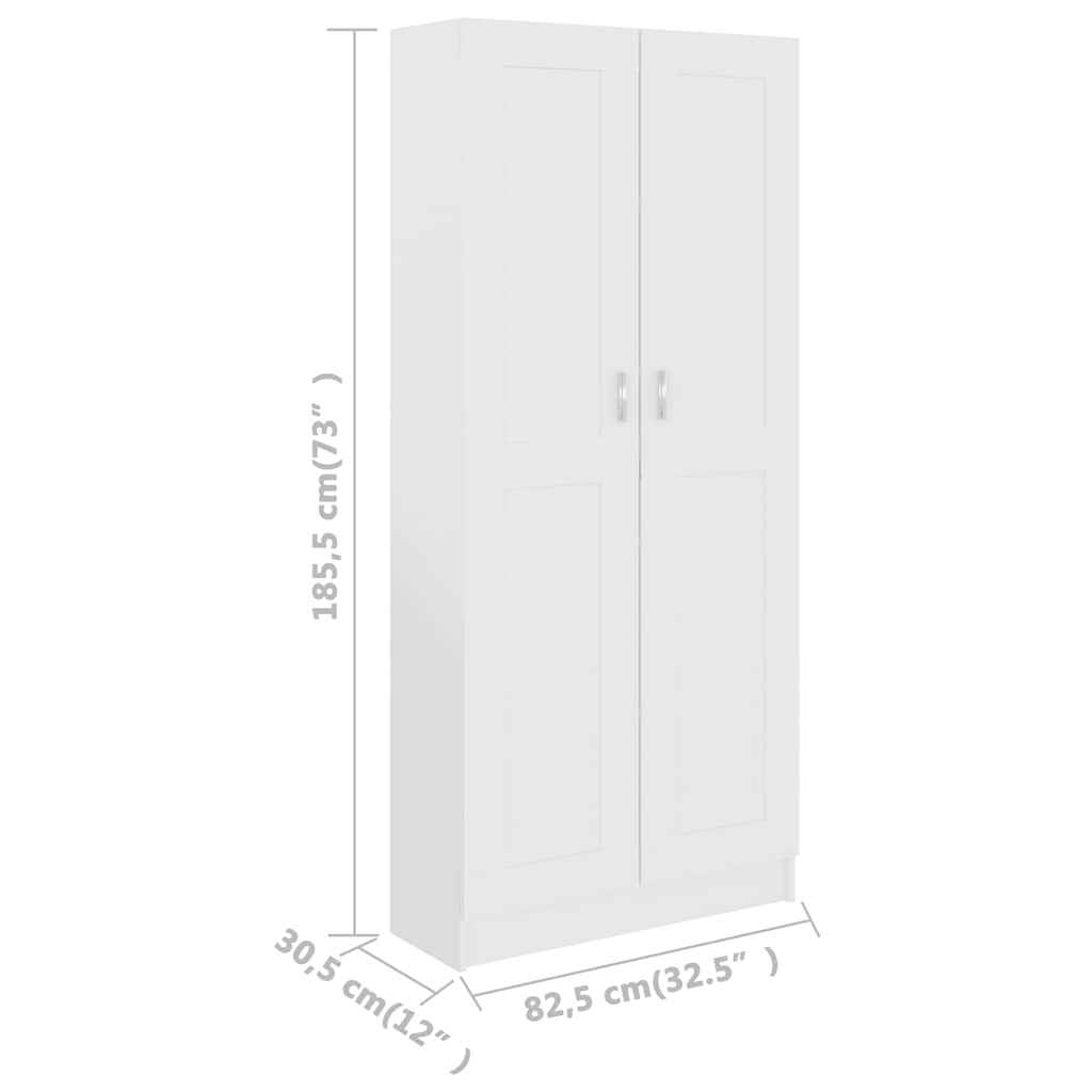 Bücherschrank Weiß 82,5x30,5x185,5 cm Holzwerkstoff