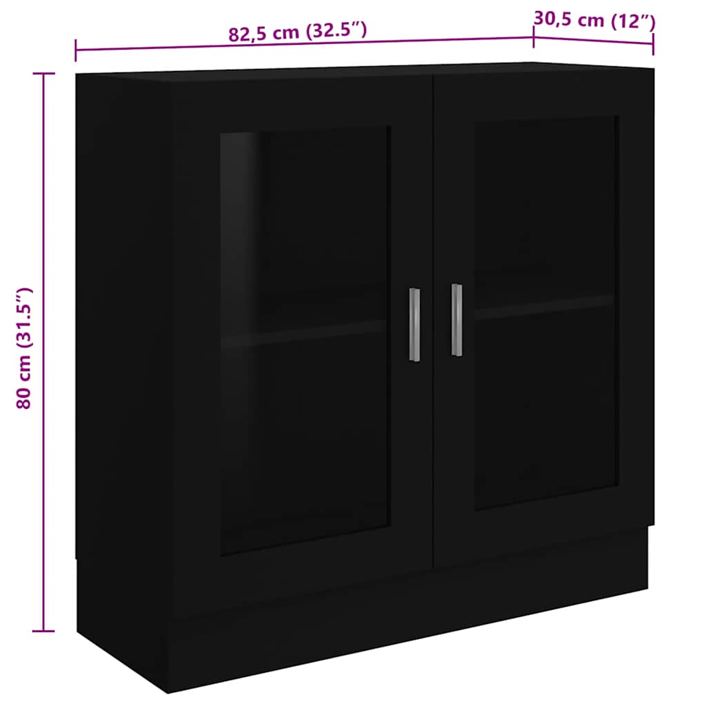 Vitrinenschrank Schwarz 82,5x30,5x80 cm Holzwerkstoff