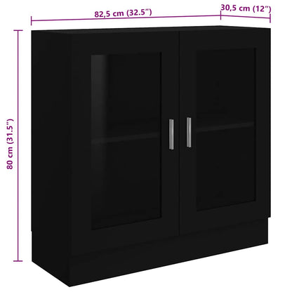 Vitrinenschrank Schwarz 82,5x30,5x80 cm Holzwerkstoff
