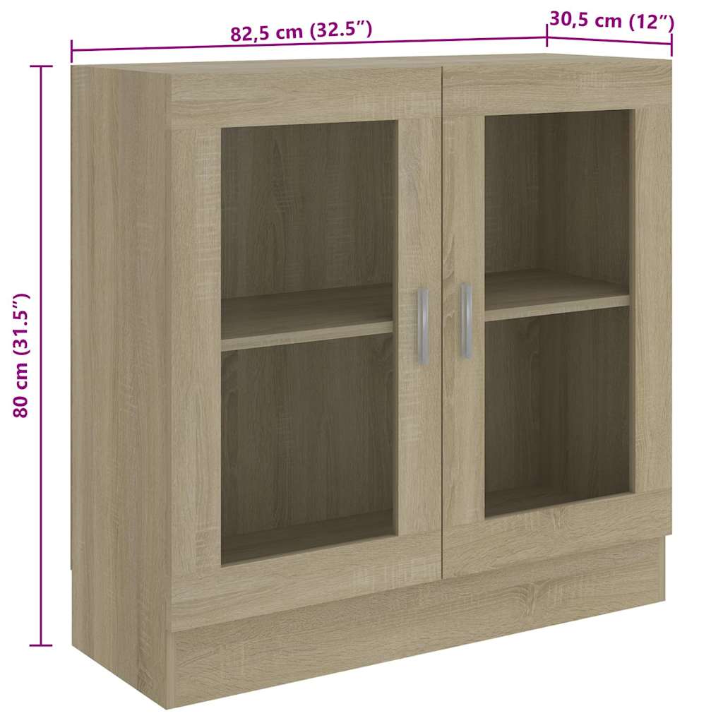 Vitrinenschrank Sonoma-Eiche 82,5x30,5x80 cm Holzwerkstoff