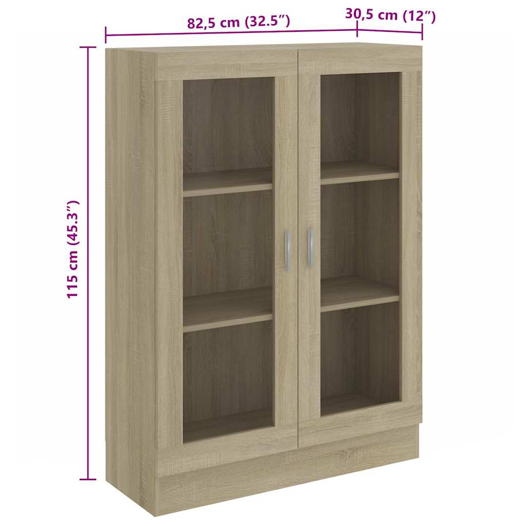 Vitrinenschrank Sonoma-Eiche 82,5x30,5x115 cm Holzwerkstoff