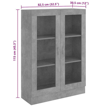 Vitrinenschrank Betongrau 82,5x30,5x115 cm Holzwerkstoff