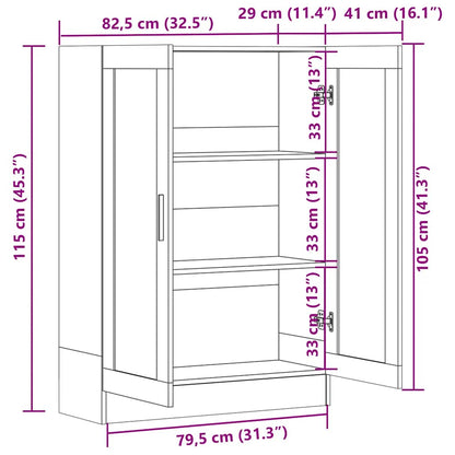 Vitrinenschrank Betongrau 82,5x30,5x115 cm Holzwerkstoff