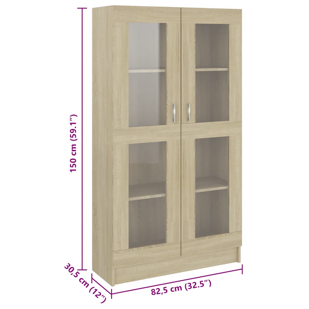 Vitrinenschrank Sonoma-Eiche 82,5x30,5x150 cm Holzwerkstoff