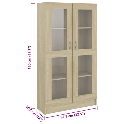 Vitrinenschrank Sonoma-Eiche 82,5x30,5x150 cm Holzwerkstoff