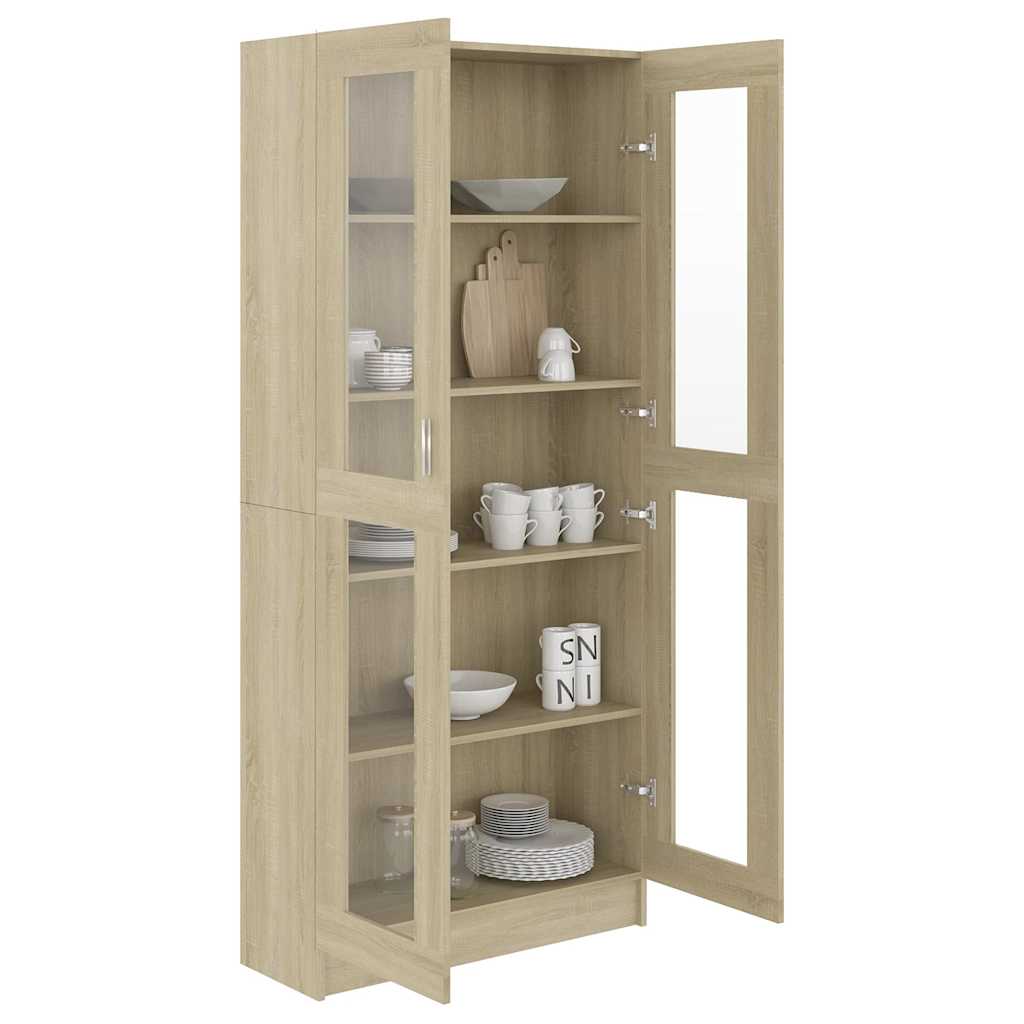 Vitrinenschrank Sonoma-Eiche 82,5x30,5x185 cm Holzwerkstoff