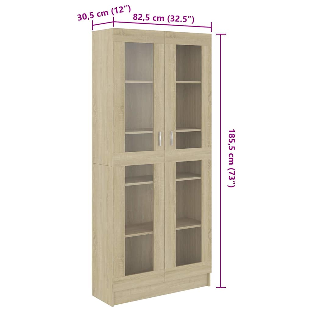 Vitrinenschrank Sonoma-Eiche 82,5x30,5x185 cm Holzwerkstoff
