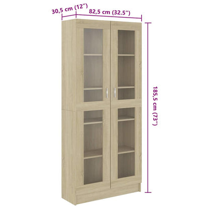 Vitrinenschrank Sonoma-Eiche 82,5x30,5x185 cm Holzwerkstoff