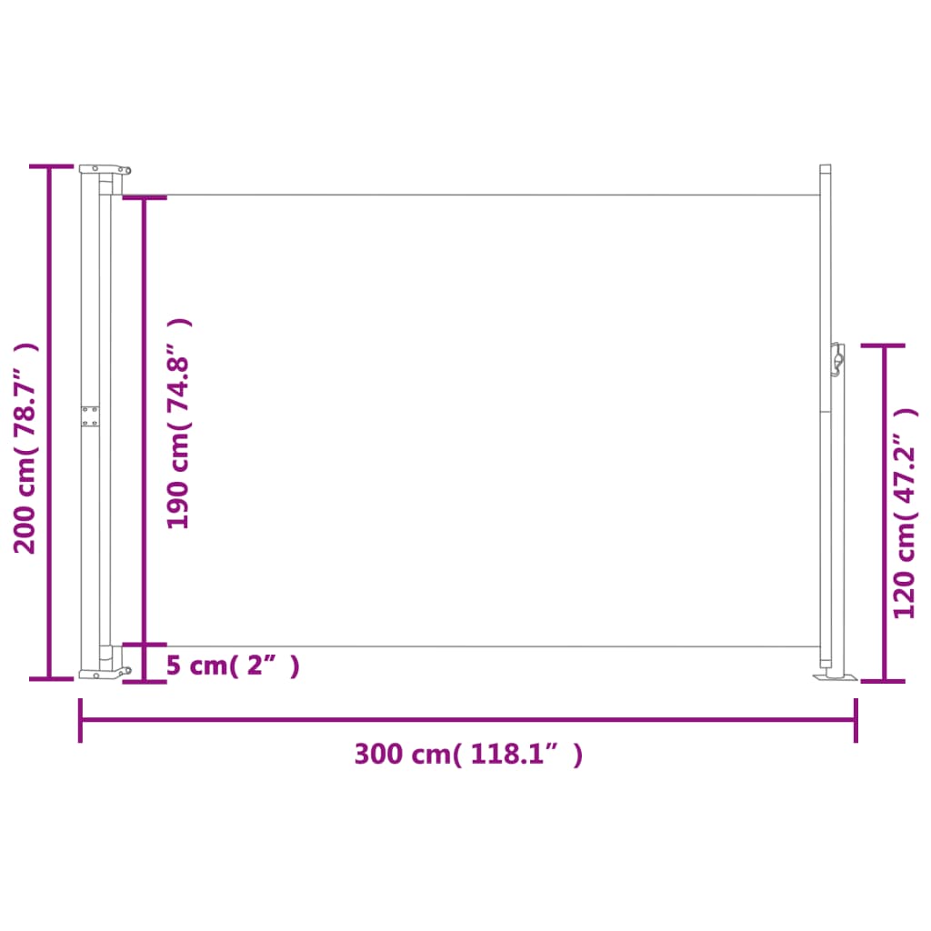 Seitenmarkise Ausziehbar 200x300 cm Grau