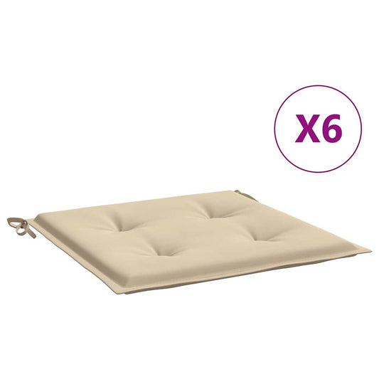 Gartenstuhl-Kissen 6 Stk. Beige 40x40x4 cm Oxford-Gewebe