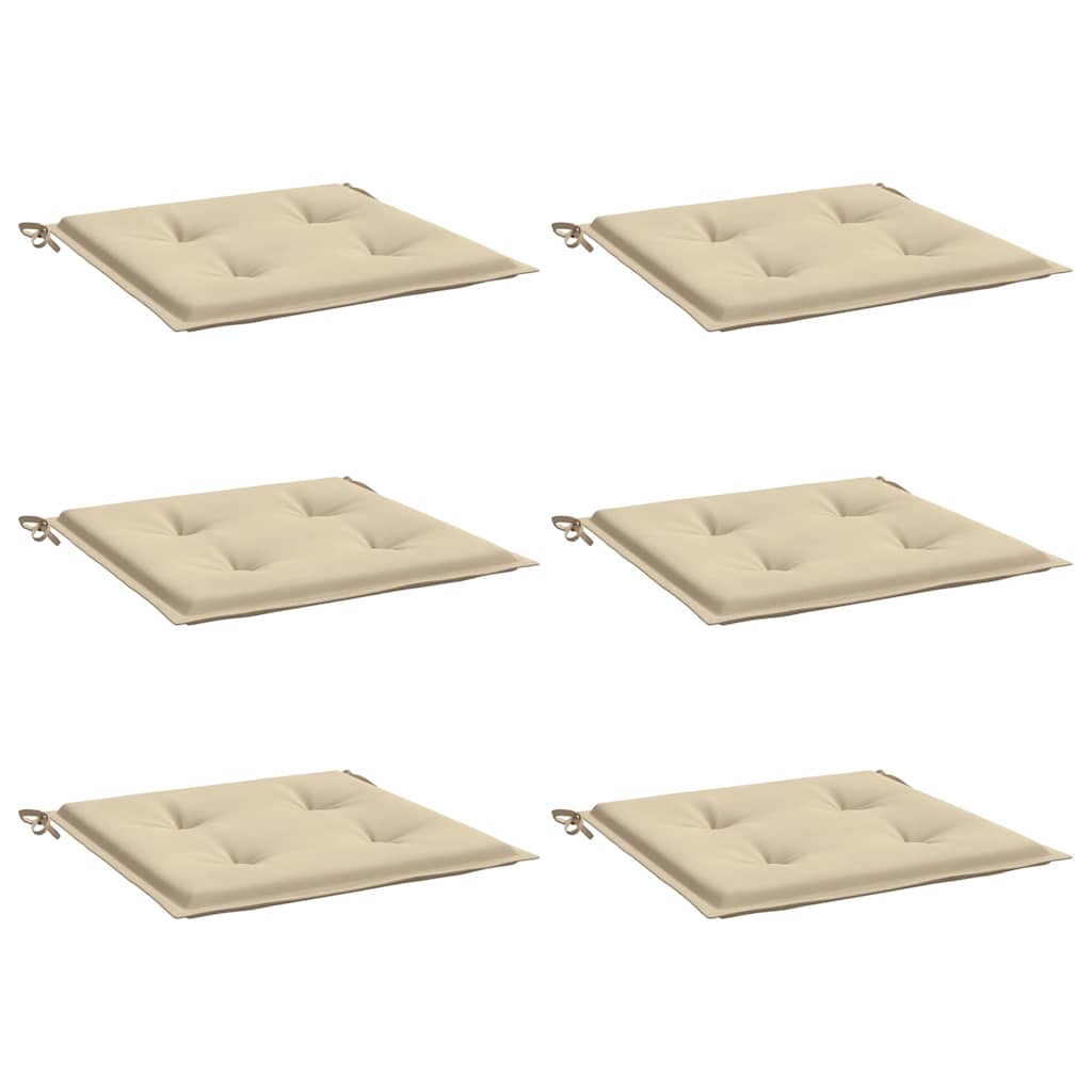 Gartenstuhl-Kissen 6 Stk. Beige 40x40x4 cm Oxford-Gewebe