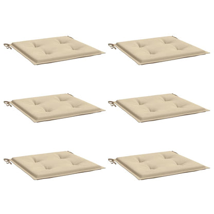 Gartenstuhl-Kissen 6 Stk. Beige 40x40x4 cm Oxford-Gewebe