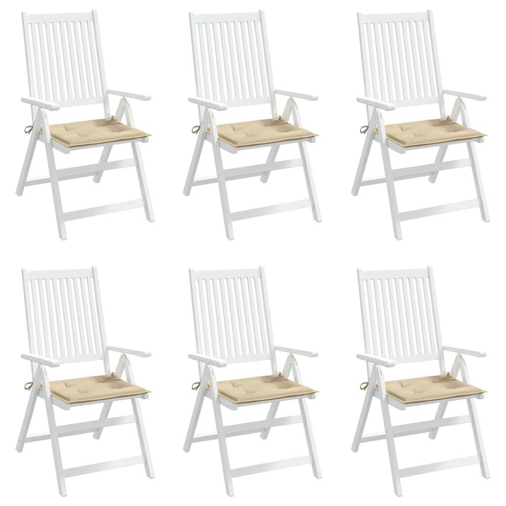 Gartenstuhl-Kissen 6 Stk. Beige 40x40x4 cm Oxford-Gewebe