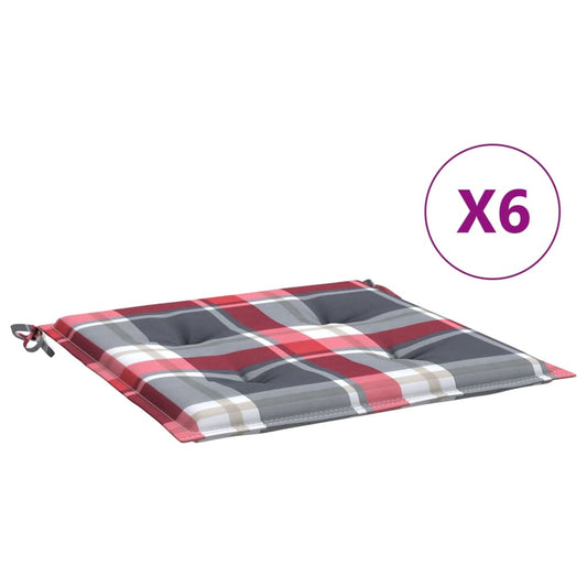 Gartenstuhl-Kissen 6Stk. Rot Karomuster 40x40x3cm Oxford-Gewebe