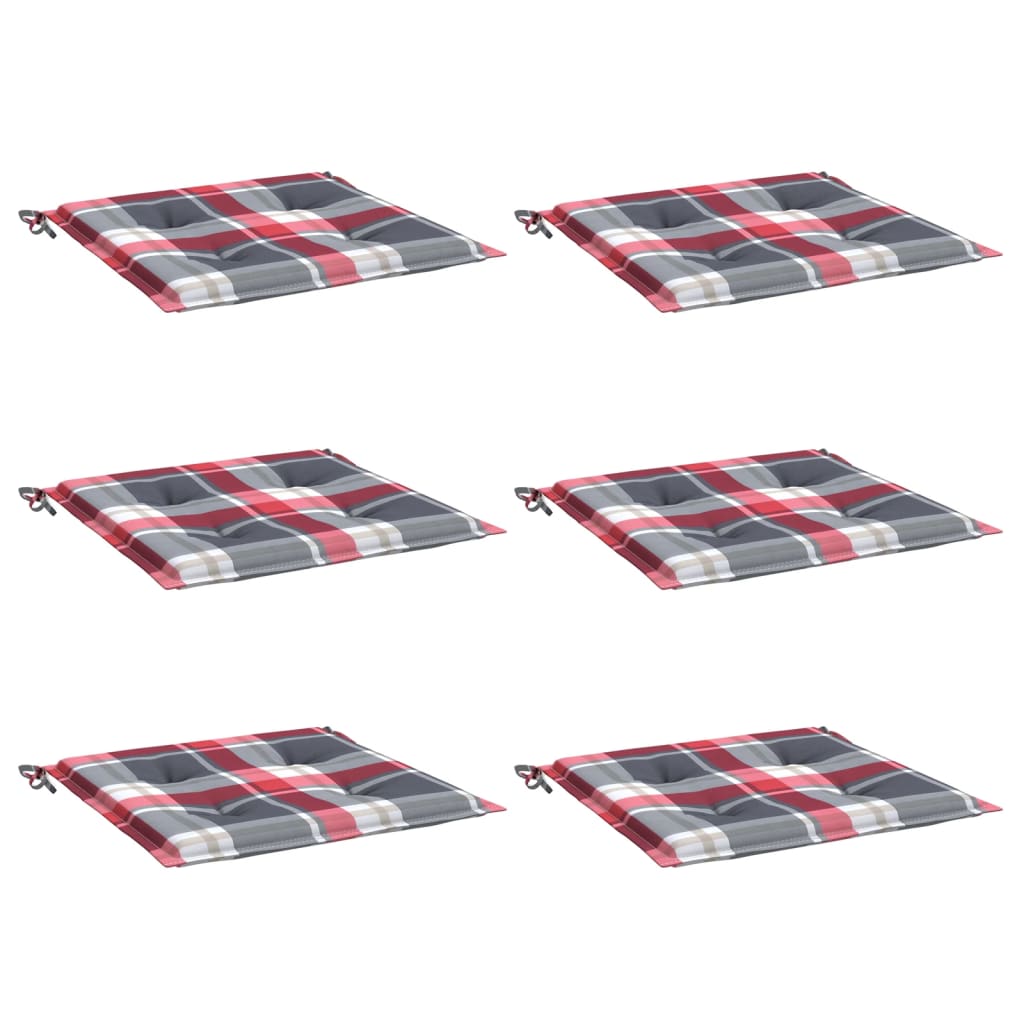 Gartenstuhl-Kissen 6Stk. Rot Karomuster 40x40x3cm Oxford-Gewebe