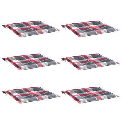 Gartenstuhl-Kissen 6Stk. Rot Karomuster 40x40x3cm Oxford-Gewebe