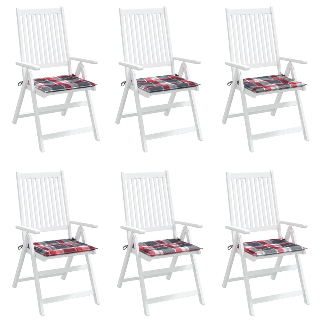 Gartenstuhl-Kissen 6Stk. Rot Karomuster 40x40x3cm Oxford-Gewebe