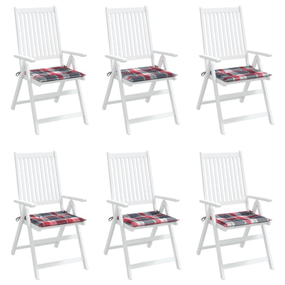 Gartenstuhl-Kissen 6Stk. Rot Karomuster 40x40x3cm Oxford-Gewebe