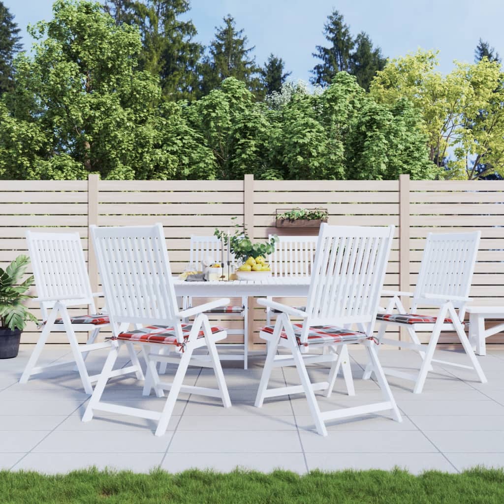 Gartenstuhl-Kissen 6Stk. Rot Karomuster 40x40x3cm Oxford-Gewebe
