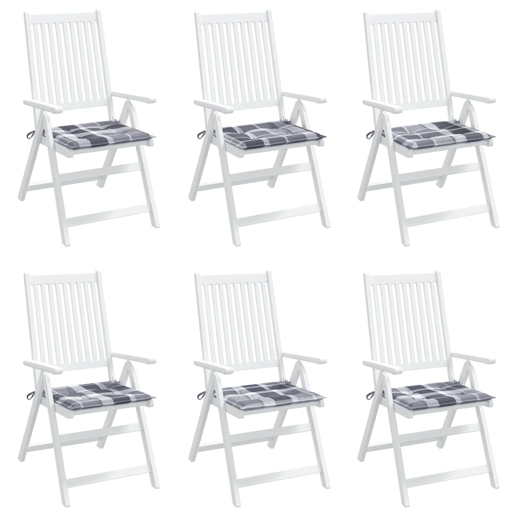 Gartenstuhl-Kissen 6 Stk. Grau Karomuster 50x50x3 cm
