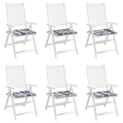 Gartenstuhl-Kissen 6 Stk. Grau Karomuster 50x50x3 cm