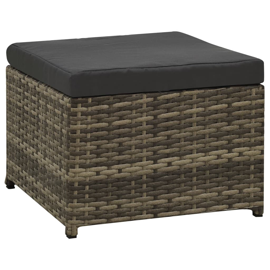 8-tlg. Garten-Lounge-Set mit Kissen Poly Rattan Grau