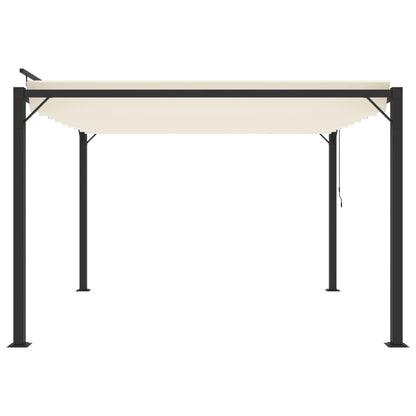 Pergola mit Lamellendach 3x3 m Creme Stoff und Aluminium