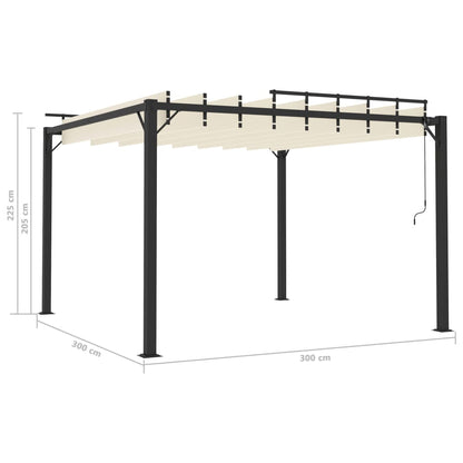 Pergola mit Lamellendach 3x3 m Creme Stoff und Aluminium