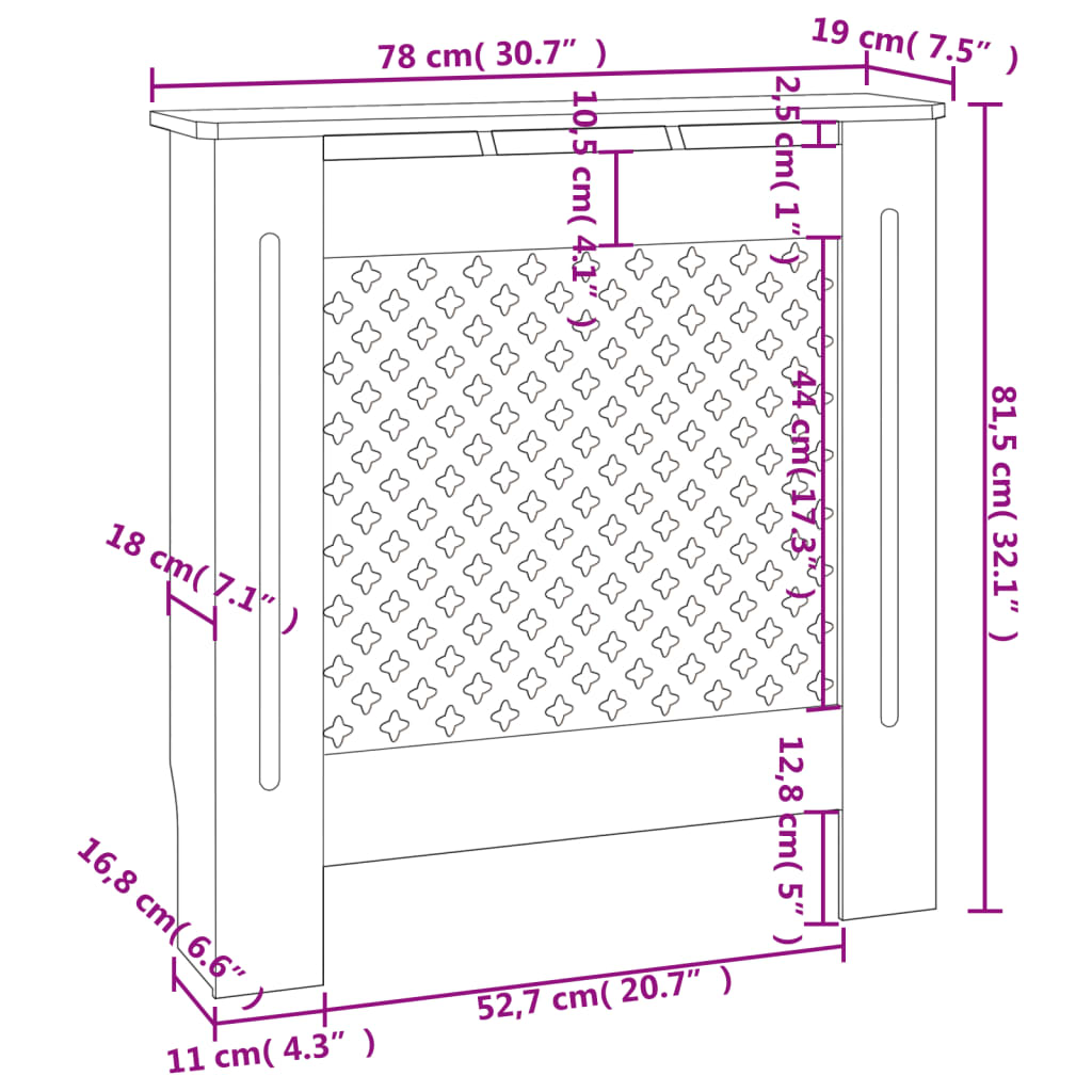 MDF Heizkörperverkleidung 78 cm