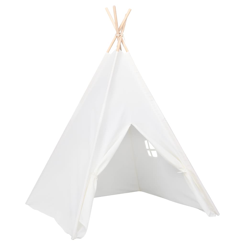 Kinder Tipi-Zelt mit Tasche Pfirsichhaut Weiß 120x120x150 cm