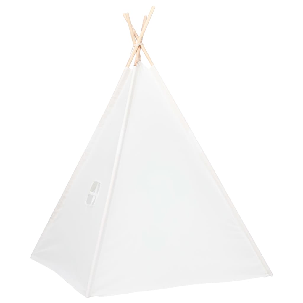 Kinder Tipi-Zelt mit Tasche Pfirsichhaut Weiß 120x120x150 cm