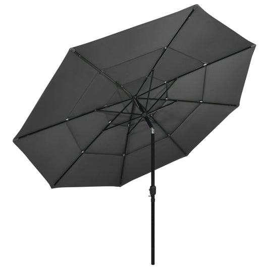 Sonnenschirm mit Aluminium-Mast 3-lagig Anthrazit 3,5 m
