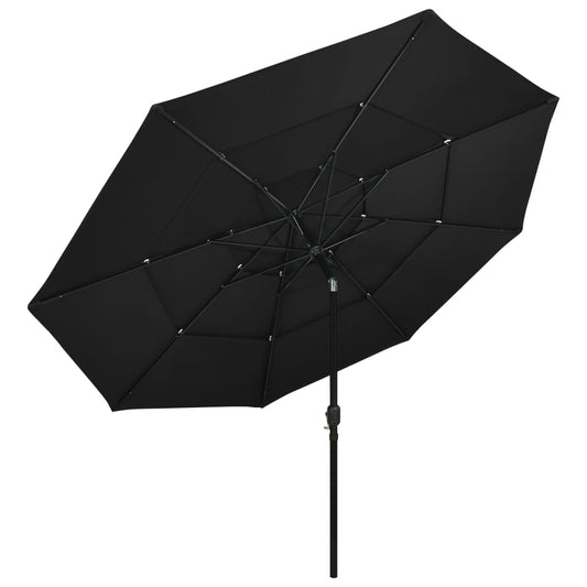 Sonnenschirm mit Aluminium-Mast 3-lagig Schwarz 3,5 m