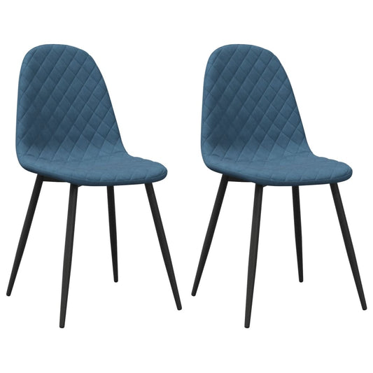 Esszimmerstühle 2 Stk. Blau Samt