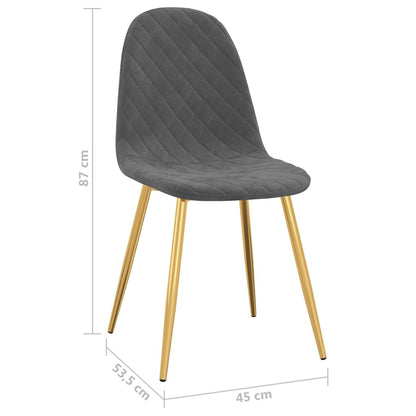 Esszimmerstühle 2 Stk. Dunkelgrau Samt