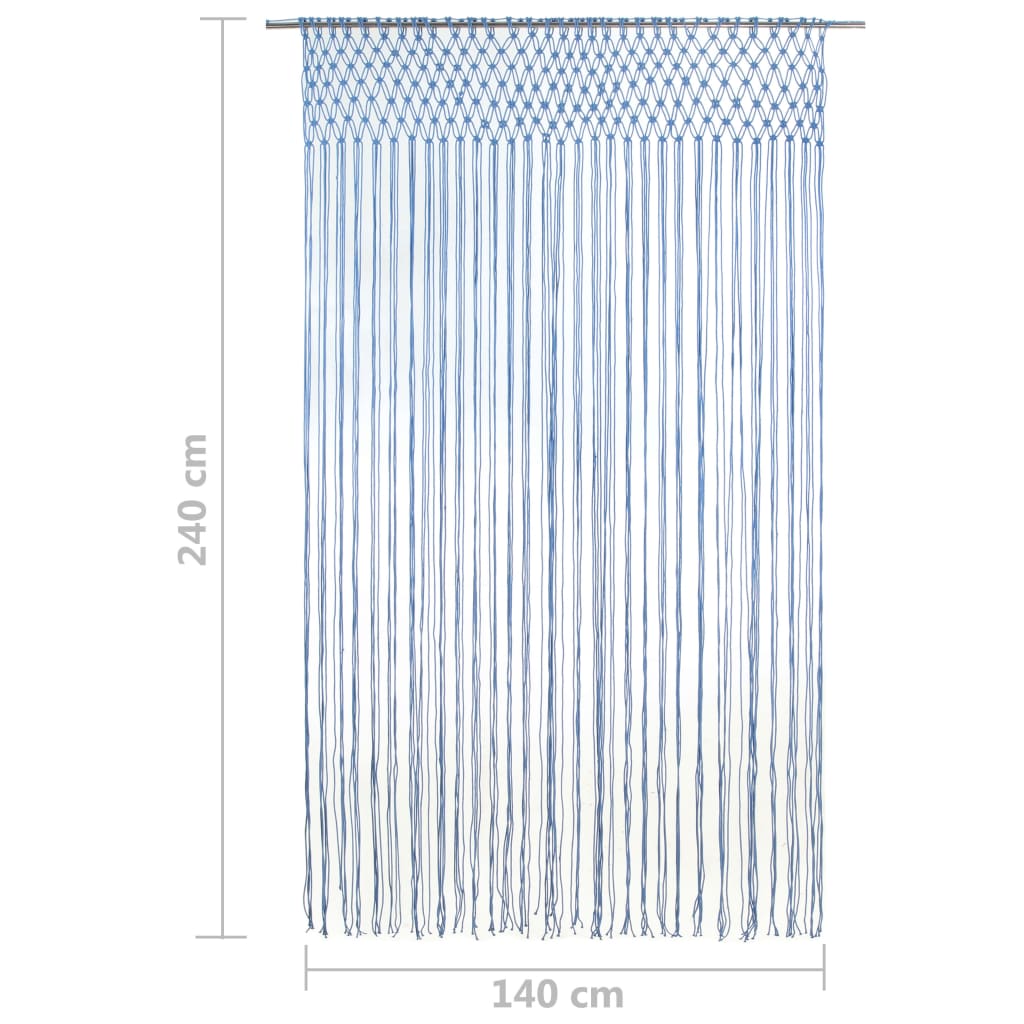 Makramee Vorhang Blau 140x240 cm Baumwolle