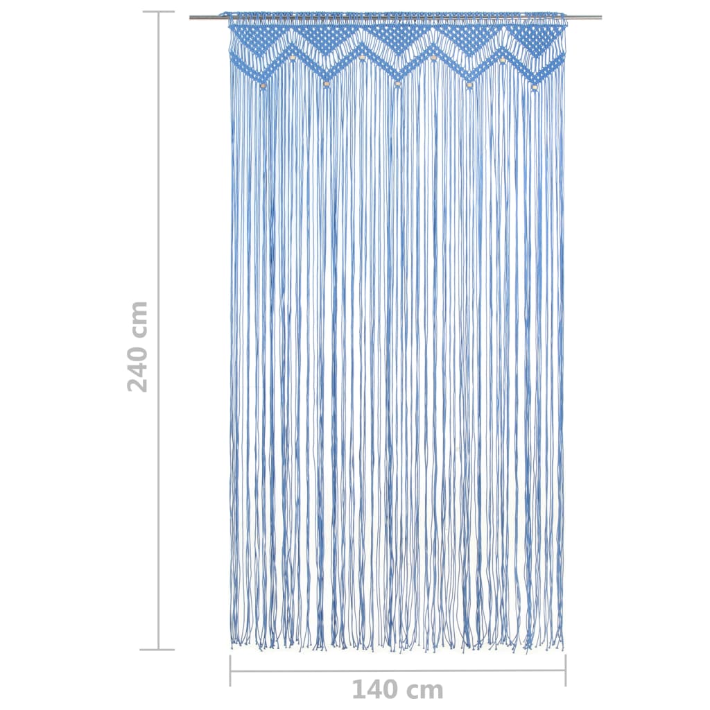 Makramee Vorhang Blau 140x240 cm Baumwolle