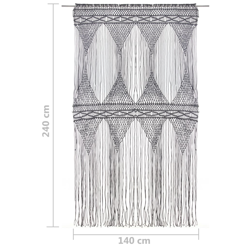 Makramee Vorhang Anthrazit 140x240 cm Baumwolle