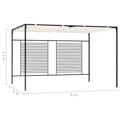 Pavillon mit Ausziehbarem Dach 3x4x2,3 m Cremeweiß 180 g/m²