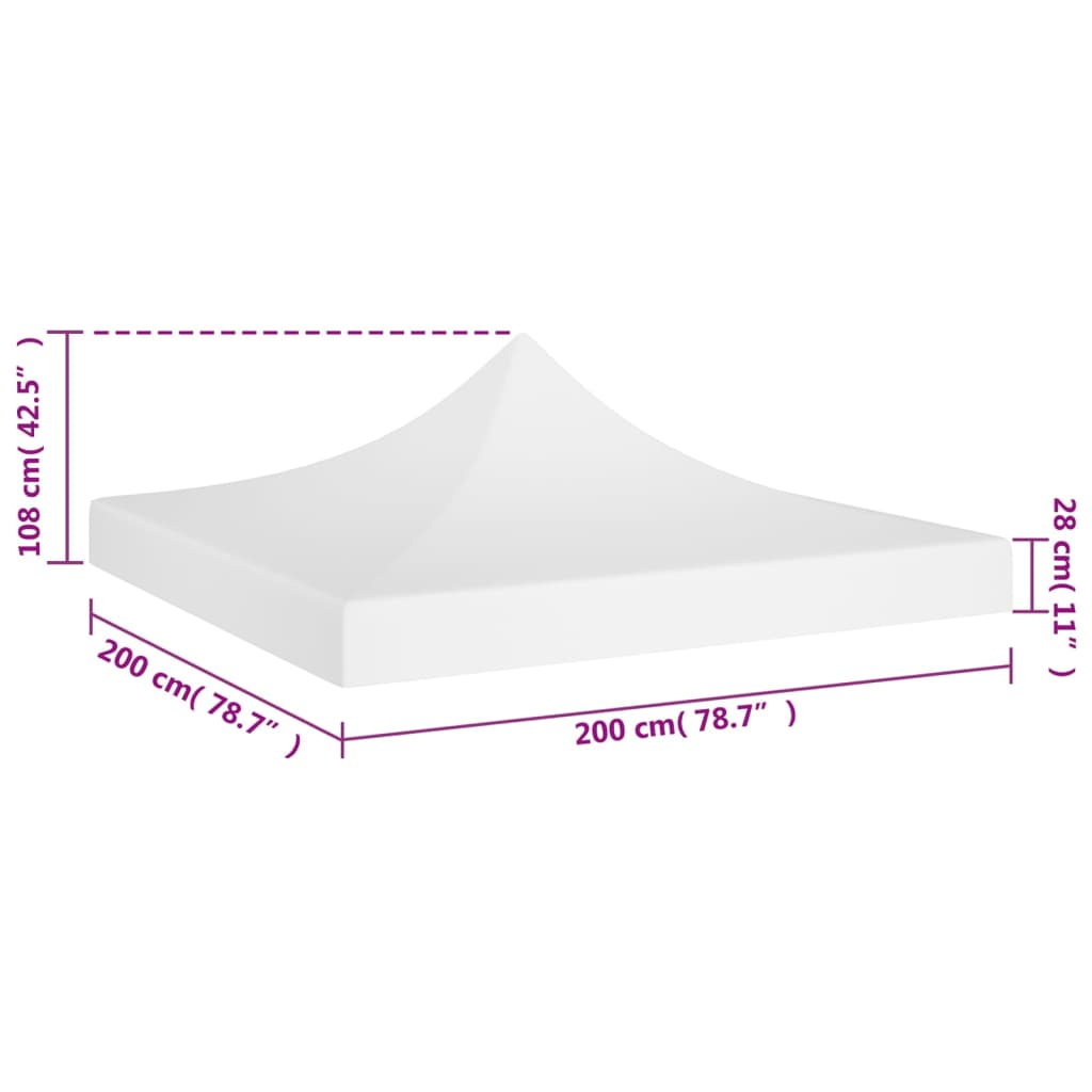 Partyzelt-Dach 2x2 m Weiß 270 g/m²