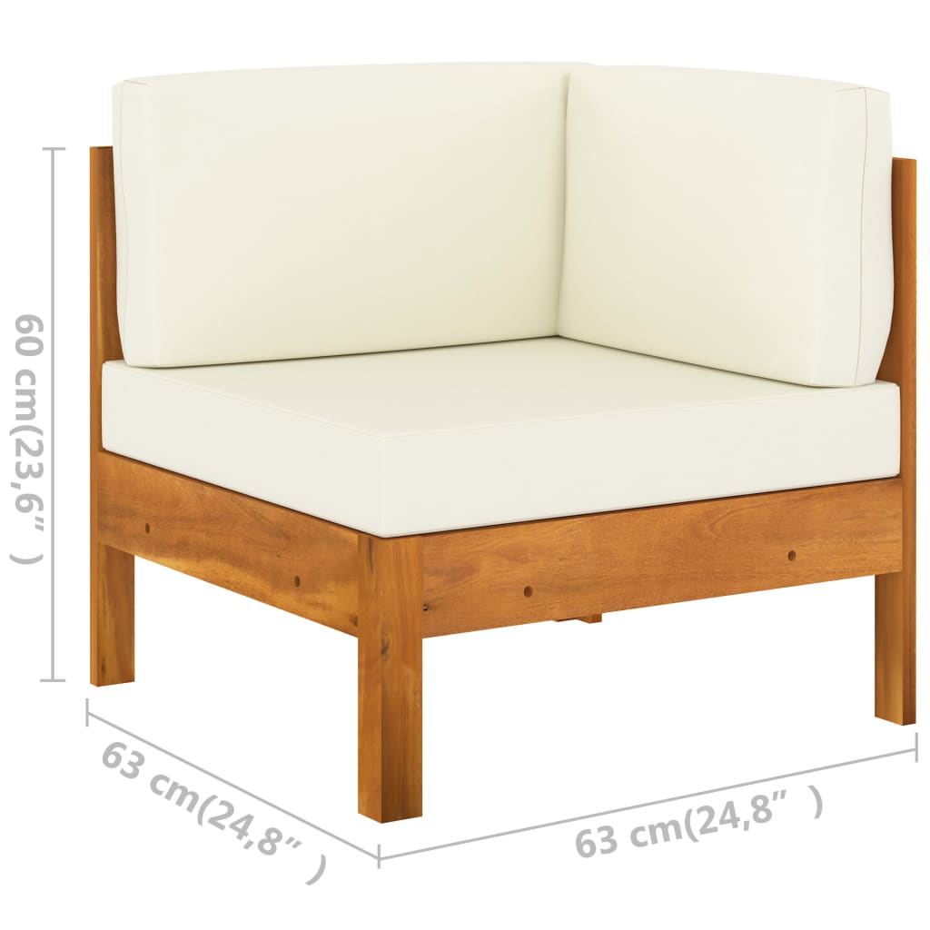 7-tlg. Garten-Lounge-Set mit Creme Auflagen Massivholz Akazie